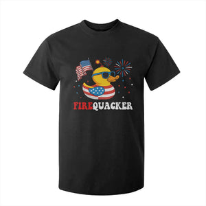 Funny July 4th T Shirt For Kid Patriotic Duck Firequacker American Flag TS10 Black Print Your Wear