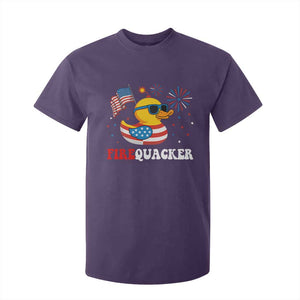 Funny July 4th T Shirt For Kid Patriotic Duck Firequacker American Flag TS10 Purple Print Your Wear