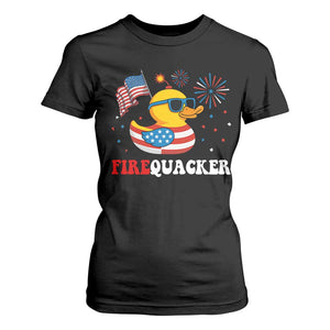 Funny July 4th T Shirt For Women Patriotic Duck Firequacker American Flag TS10 Black Print Your Wear