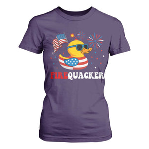 Funny July 4th T Shirt For Women Patriotic Duck Firequacker American Flag TS10 Purple Print Your Wear