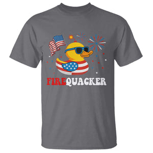 Funny July 4th T Shirt Patriotic Duck Firequacker American Flag TS10 Charcoal Print Your Wear