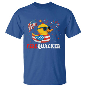 Funny July 4th T Shirt Patriotic Duck Firequacker American Flag TS10 Royal Blue Print Your Wear