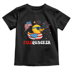 Funny July 4th Toddler T Shirt Patriotic Duck Firequacker American Flag TS10 Black Print Your Wear