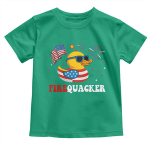 Funny July 4th Toddler T Shirt Patriotic Duck Firequacker American Flag TS10 Irish Green Print Your Wear