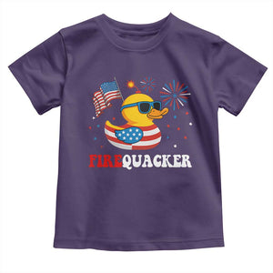 Funny July 4th Toddler T Shirt Patriotic Duck Firequacker American Flag TS10 Purple Print Your Wear
