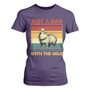 Funny Just A Dad Who Always Came Back With The Milk T Shirt For Women Capybara Father's Day TS11 Purple Print Your Wear