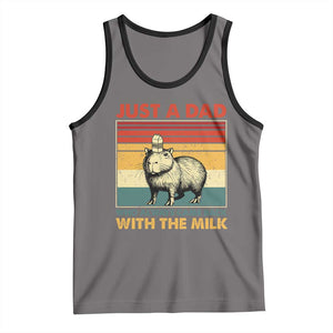 Funny Just A Dad Who Always Came Back With The Milk Tank Top Capybara Father's Day TS11 Deep Heather Black Print Your Wear