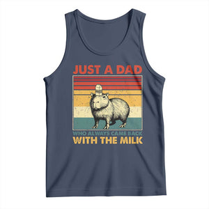 Funny Just A Dad Who Always Came Back With The Milk Tank Top Capybara Father's Day TS11 Navy Print Your Wear