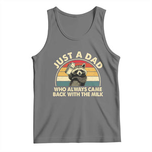 Funny Just A Dad Who Always Came Back With The Milk Tank Top Racoon Dad Father's Day TS11 Black Heather Print Your Wear