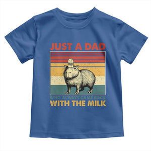 Funny Just A Dad Who Always Came Back With The Milk Toddler T Shirt Capybara Father's Day TS11 Royal Blue Print Your Wear