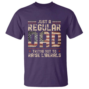 Funny Just A Regular Dad Trying Not To Raise Liberals T Shirt Fathers Day TS11 Purple Print Your Wear