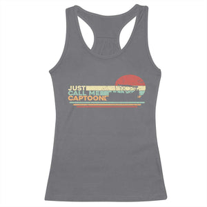 Funny Just Call Me Captoon Racerback Tank Top Pontoon Boat Captain TS11 Charcoal Print Your Wear