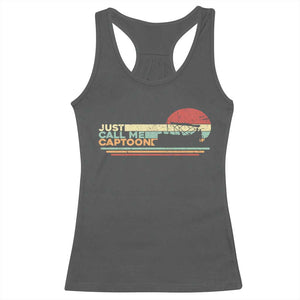 Funny Just Call Me Captoon Racerback Tank Top Pontoon Boat Captain TS11 Dark Heather Print Your Wear