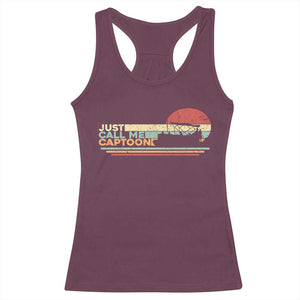 Funny Just Call Me Captoon Racerback Tank Top Pontoon Boat Captain TS11 Maroon Print Your Wear