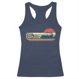 Funny Just Call Me Captoon Racerback Tank Top Pontoon Boat Captain TS11 Navy Print Your Wear