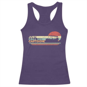 Funny Just Call Me Captoon Racerback Tank Top Pontoon Boat Captain TS11 Purple Print Your Wear