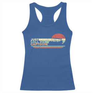 Funny Just Call Me Captoon Racerback Tank Top Pontoon Boat Captain TS11 Royal Blue Print Your Wear