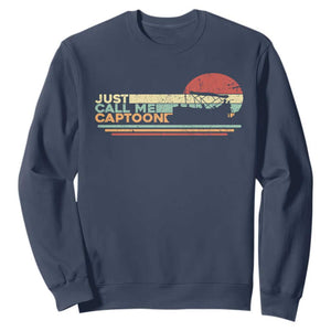 Funny Just Call Me Captoon Sweatshirt Pontoon Boat Captain TS11 Navy Print Your Wear