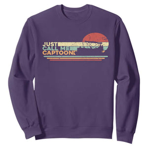 Funny Just Call Me Captoon Sweatshirt Pontoon Boat Captain TS11 Purple Print Your Wear