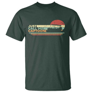 Funny Just Call Me Captoon T Shirt Pontoon Boat Captain TS11 Dark Forest Green Print Your Wear