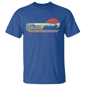 Funny Just Call Me Captoon T Shirt Pontoon Boat Captain TS11 Royal Blue Print Your Wear