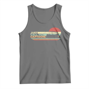 Funny Just Call Me Captoon Tank Top Pontoon Boat Captain TS11 Black Heather Print Your Wear