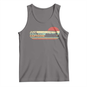 Funny Just Call Me Captoon Tank Top Pontoon Boat Captain TS11 Deep Heather Print Your Wear