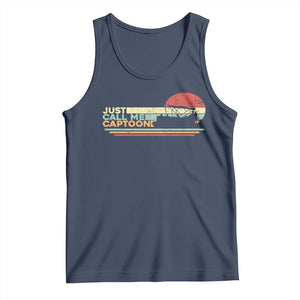Funny Just Call Me Captoon Tank Top Pontoon Boat Captain TS11 Navy Print Your Wear