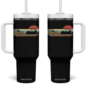 Funny Just Call Me Captoon Tumbler With Handle Pontoon Boat Captain TS11 One Size: 40 oz Black Print Your Wear