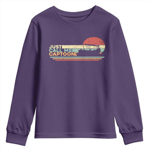 Funny Just Call Me Captoon Youth Sweatshirt Pontoon Boat Captain TS11 Purple Print Your Wear