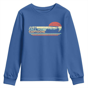 Funny Just Call Me Captoon Youth Sweatshirt Pontoon Boat Captain TS11 Royal Blue Print Your Wear