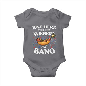 Funny Just Here For The Wieners And Bang Baby Onesie 4th Of July Hot Dog Lover Fireworks TS11 Charcoal Print Your Wear