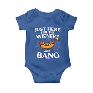 Funny Just Here For The Wieners And Bang Baby Onesie 4th Of July Hot Dog Lover Fireworks TS11 Royal Blue Print Your Wear