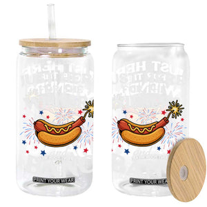 Funny Just Here For The Wieners And Bang Glass Can 4th Of July Hot Dog Lover Fireworks TS11 Black Print Your Wear