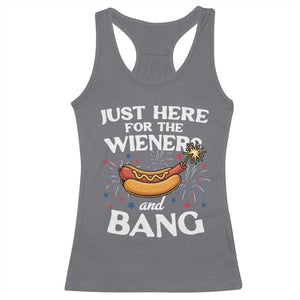 Funny Just Here For The Wieners And Bang Racerback Tank Top 4th Of July Hot Dog Lover Fireworks TS11 Charcoal Print Your Wear
