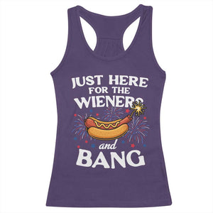 Funny Just Here For The Wieners And Bang Racerback Tank Top 4th Of July Hot Dog Lover Fireworks TS11 Purple Print Your Wear