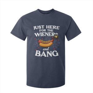 Funny Just Here For The Wieners And Bang T Shirt For Kid 4th Of July Hot Dog Lover Fireworks TS11 Navy Print Your Wear