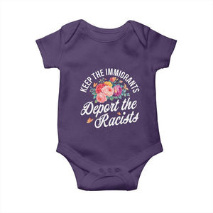 Funny Keep The Immigrants Deport The Racists Baby Onesie Floral Butterfly TS11 Purple Print Your Wear