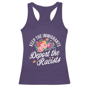 Funny Keep The Immigrants Deport The Racists Racerback Tank Top Floral Butterfly TS11 Purple Print Your Wear