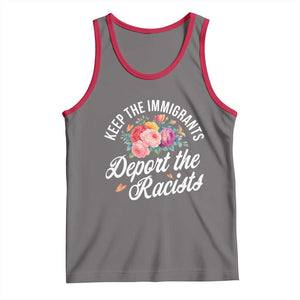Funny Keep The Immigrants Deport The Racists Tank Top Floral Butterfly TS11 Deep Heather Red Print Your Wear