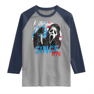 Funny Killing It Since 1776 Raglan Shirt Horror Movie 4th Of July USA Ghost TS11 Sport Gray Navy Print Your Wear