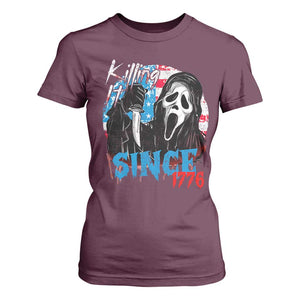 Funny Killing It Since 1776 T Shirt For Women Horror Movie 4th Of July USA Ghost TS11 Maroon Print Your Wear