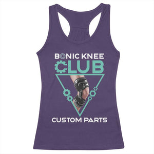 Funny Knee Replacement Surgery Racerback Tank Top Bionic Knee Club Custom Parts TS02 Purple Print Your Wear