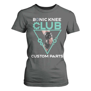 Funny Knee Replacement Surgery T Shirt For Women Bionic Knee Club Custom Parts TS02 Dark Heather Print Your Wear