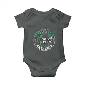 Funny Knee Replacement Survivor Baby Onesie Bionic Knee Club Custom Parts TS02 Dark Heather Print Your Wear