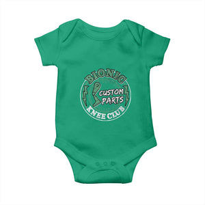 Funny Knee Replacement Survivor Baby Onesie Bionic Knee Club Custom Parts TS02 Irish Green Print Your Wear