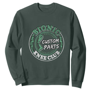 Funny Knee Replacement Survivor Sweatshirt Bionic Knee Club Custom Parts TS02 Dark Forest Green Print Your Wear