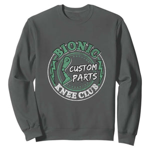 Funny Knee Replacement Survivor Sweatshirt Bionic Knee Club Custom Parts TS02 Dark Heather Print Your Wear