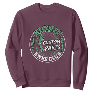 Funny Knee Replacement Survivor Sweatshirt Bionic Knee Club Custom Parts TS02 Maroon Print Your Wear