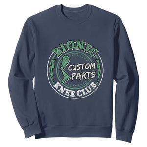 Funny Knee Replacement Survivor Sweatshirt Bionic Knee Club Custom Parts TS02 Navy Print Your Wear